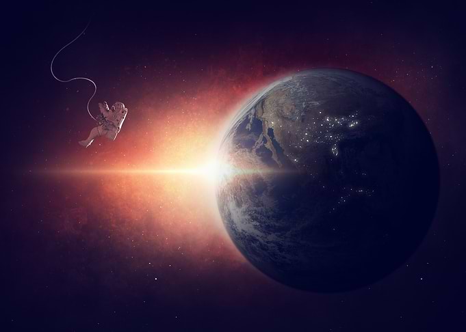 Astronaut and Earth in Space