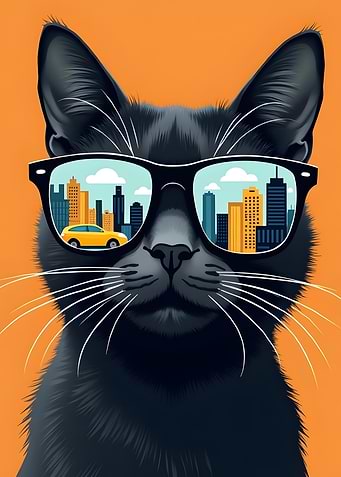 Cool Cat with Cityscape Glasses