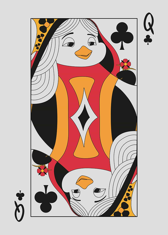 Penguin Playing Cards: Queen of Clubs