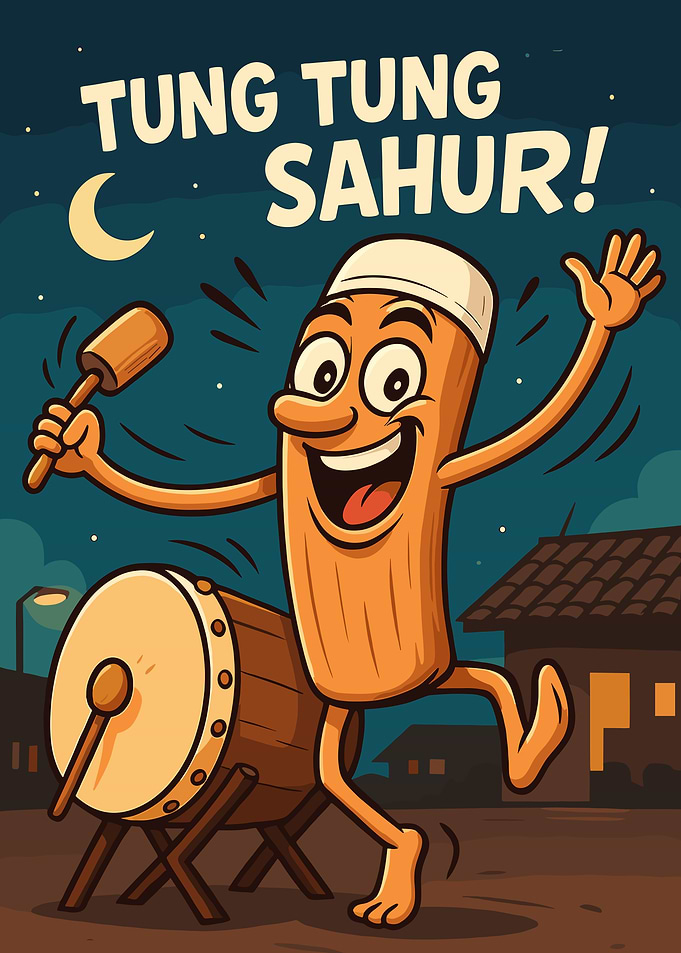 Tung Tung Sahur Cartoon Illustration