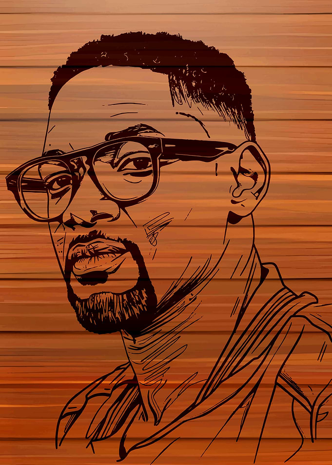 Will Smith Portrait on Wood Texture
