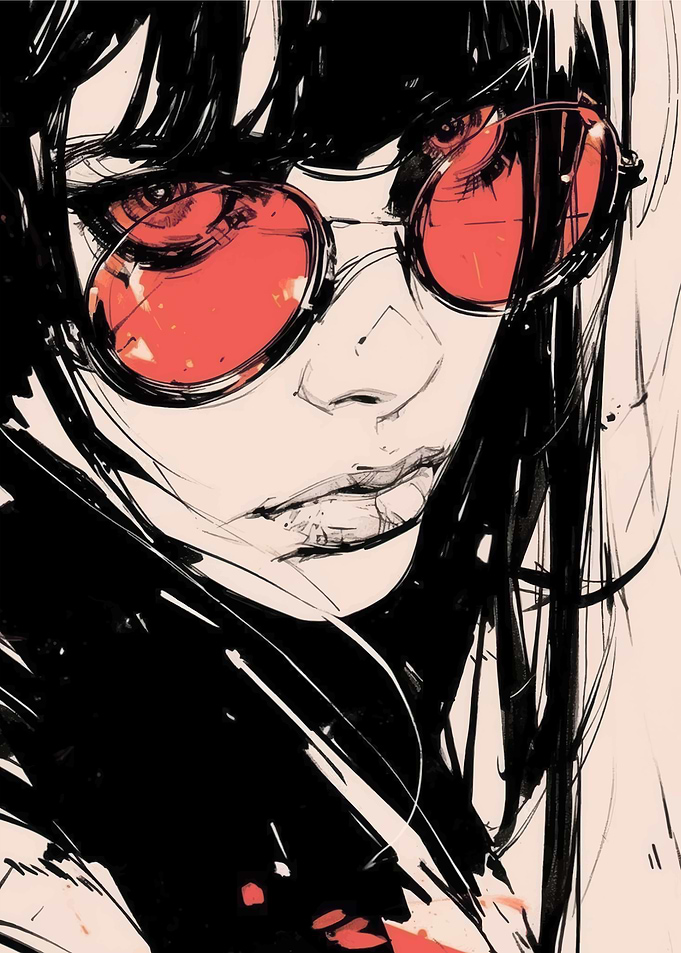 Woman with Red Sunglasses Illustration