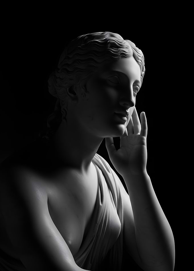 Classical Statue in Black and White
