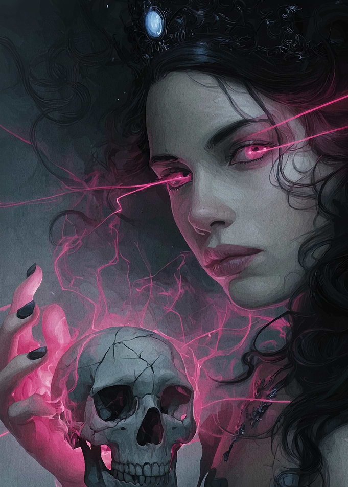 Dark Queen with Skull and Magic