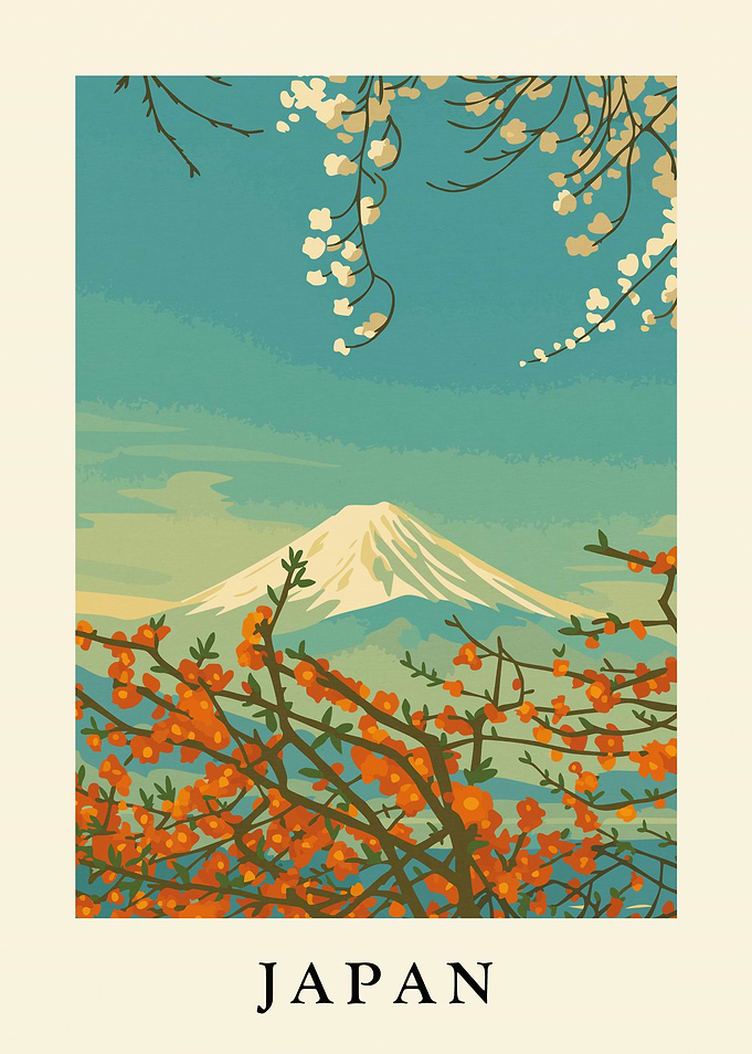 Japan Travel Poster: Mount Fuji