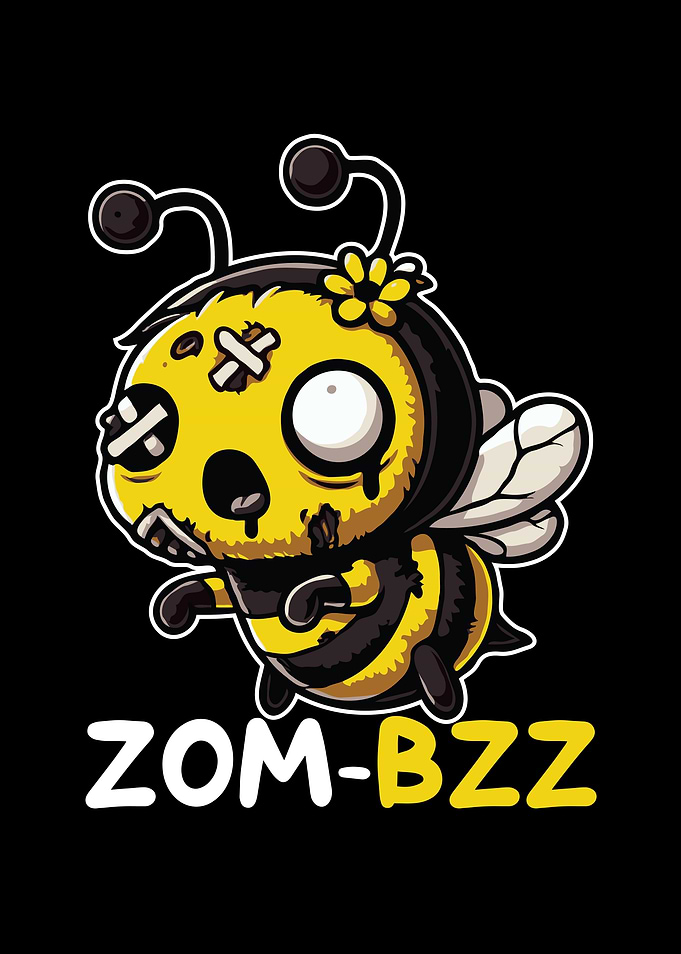 Zom-bzz Funny Bee As A Zombie Pun