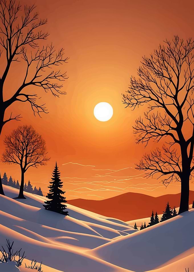 Winter Sunset Landscape