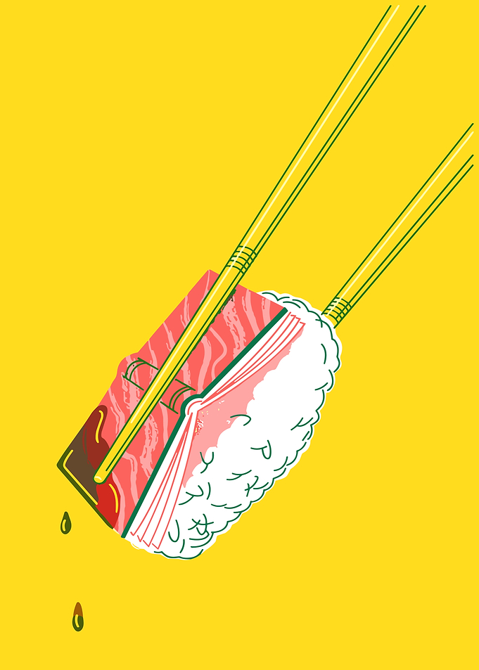 Sushi Book with Chopsticks Illustration