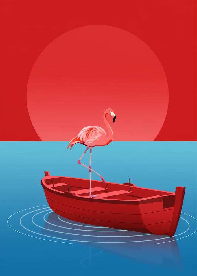 Flamingo on a Boat