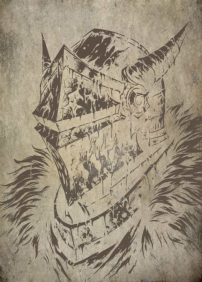 Horned Knight Helmet Illustration