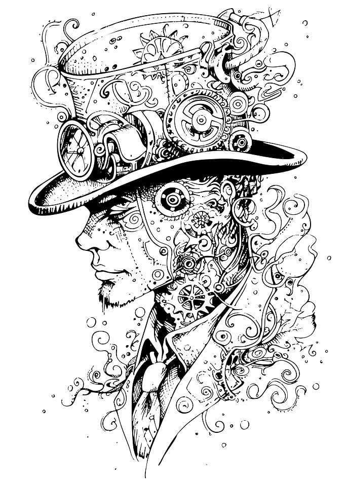 Steampunk Man with Hat Illustration