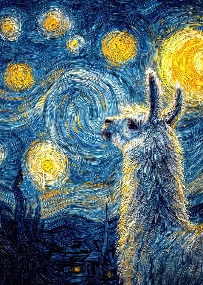 Llama in Starry Night Style