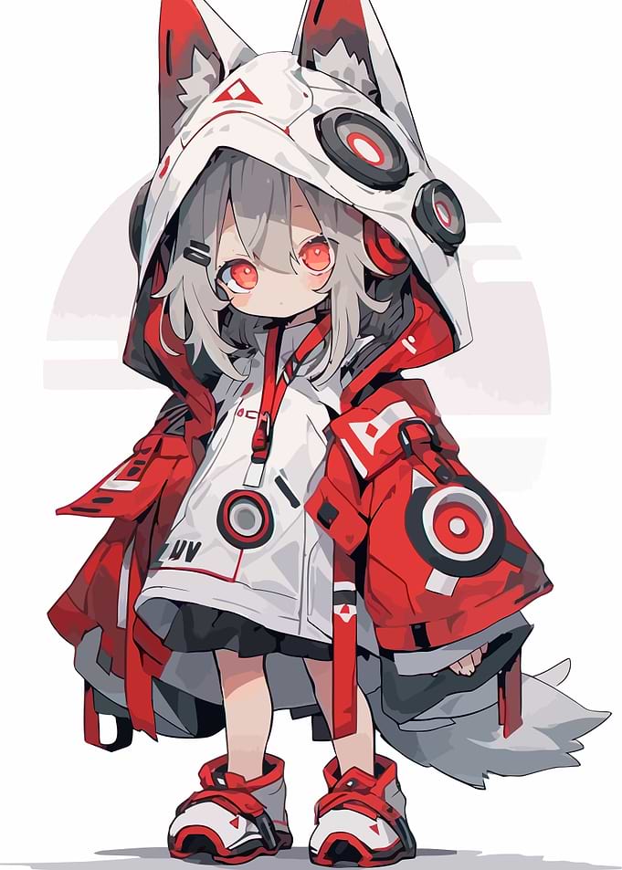 Anime Girl with Fox Hood