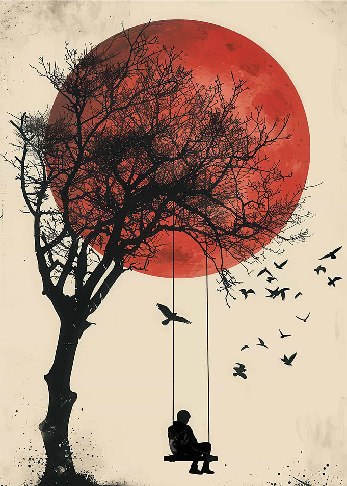 Silhouette of a Person on Swing