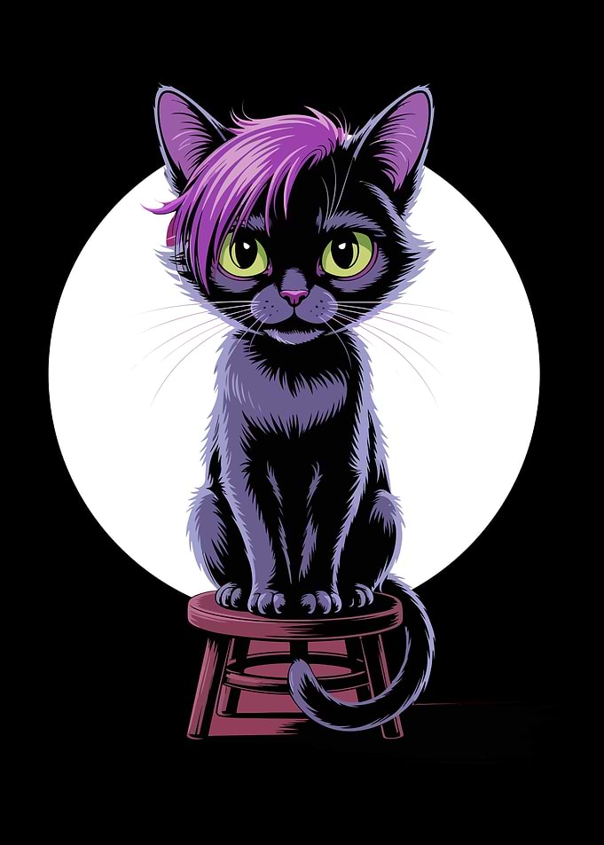 Punk Cat on Stool