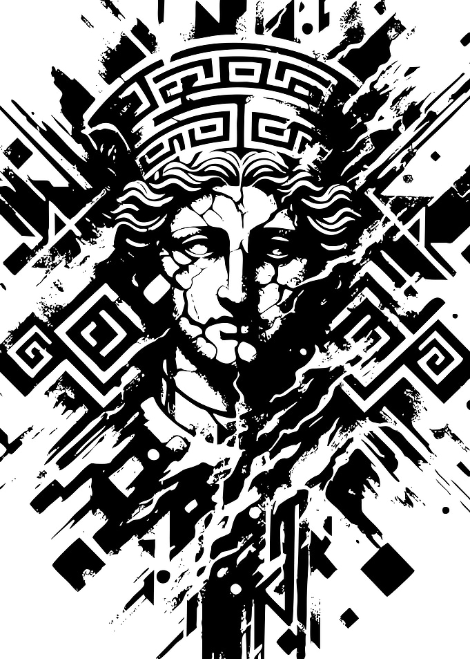Greek Statue Black and White Art