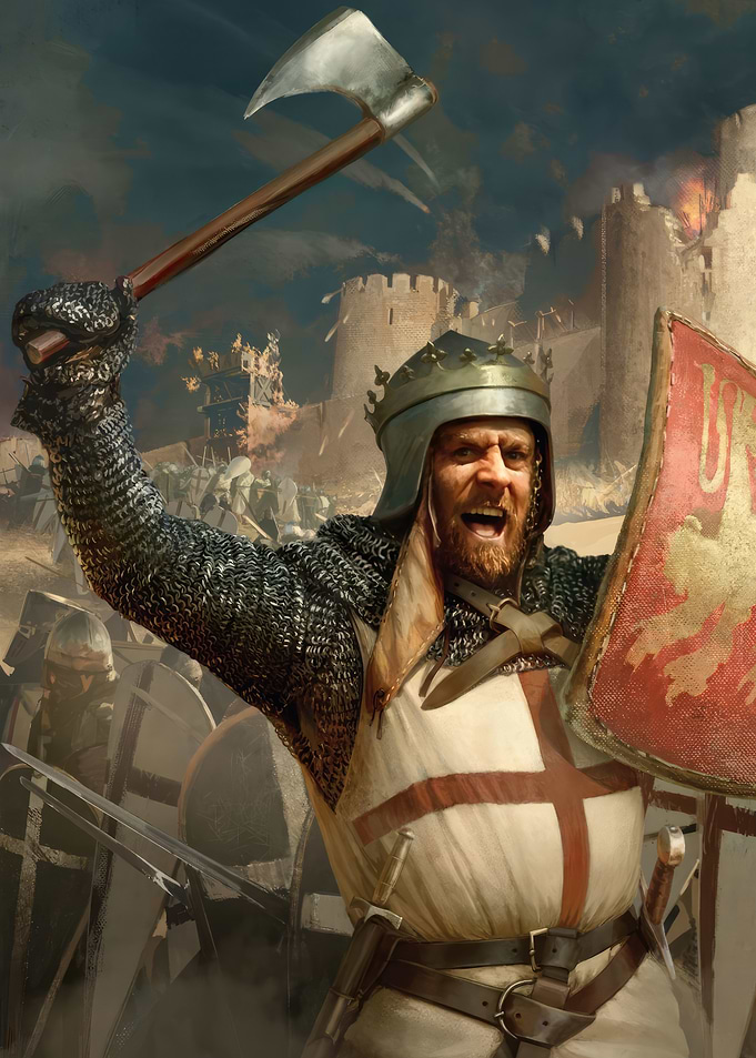 Crusader with Axe and Shield