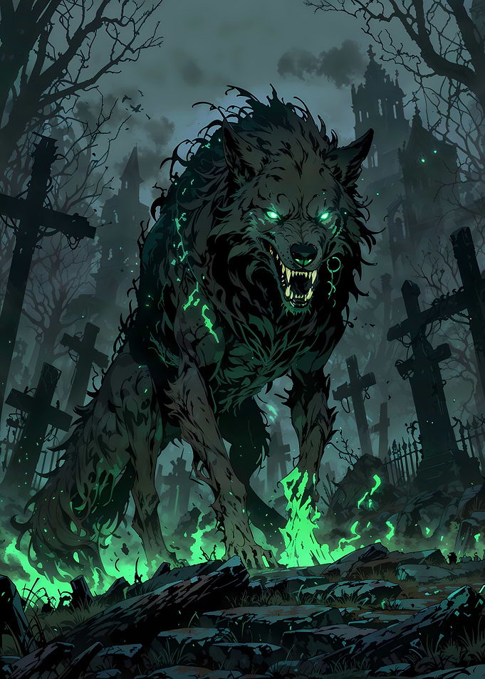 Spectral Wolf Guardian of the Cursed Cemetery
