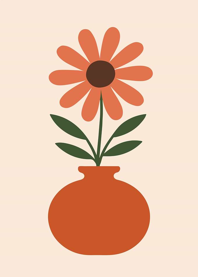 Minimalist Flower in Vase Illustration