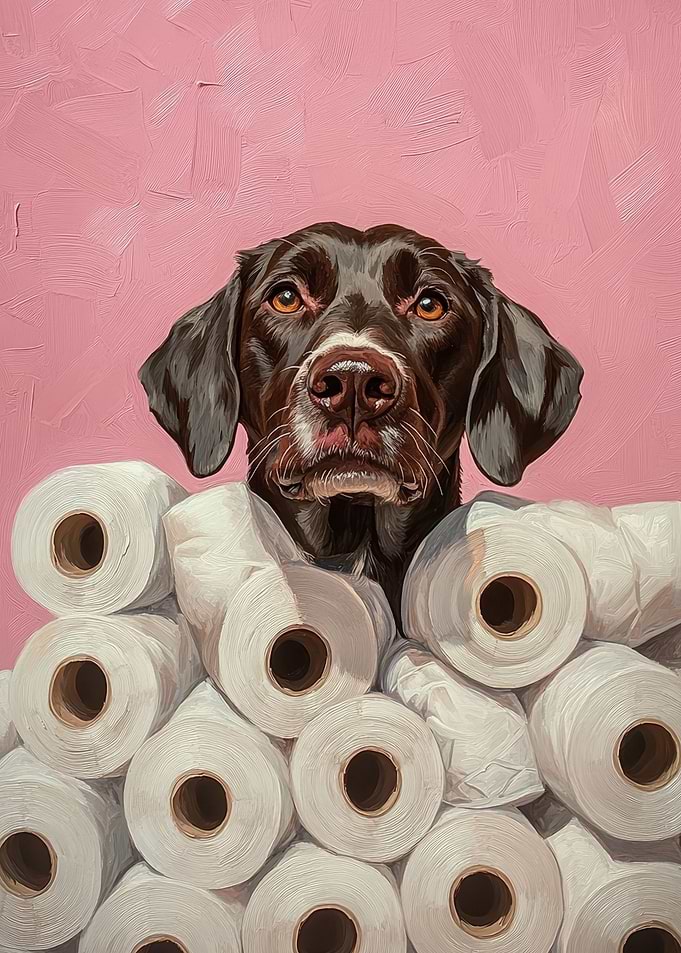 Dog with Toilet Paper Painting | German Shorthaired Pointer Toilet art
