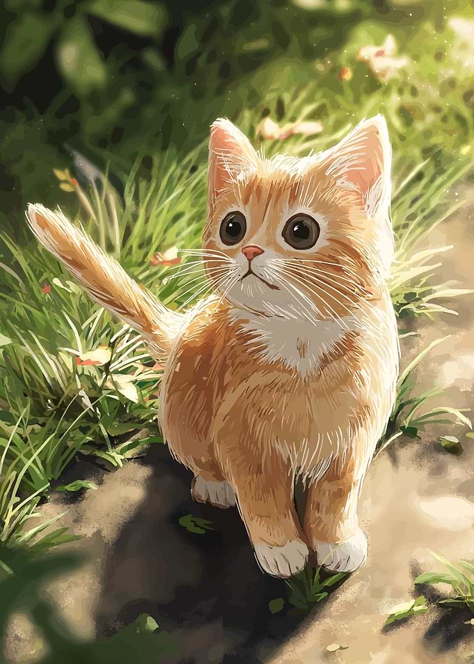 Cute Orange Kitten in Garden