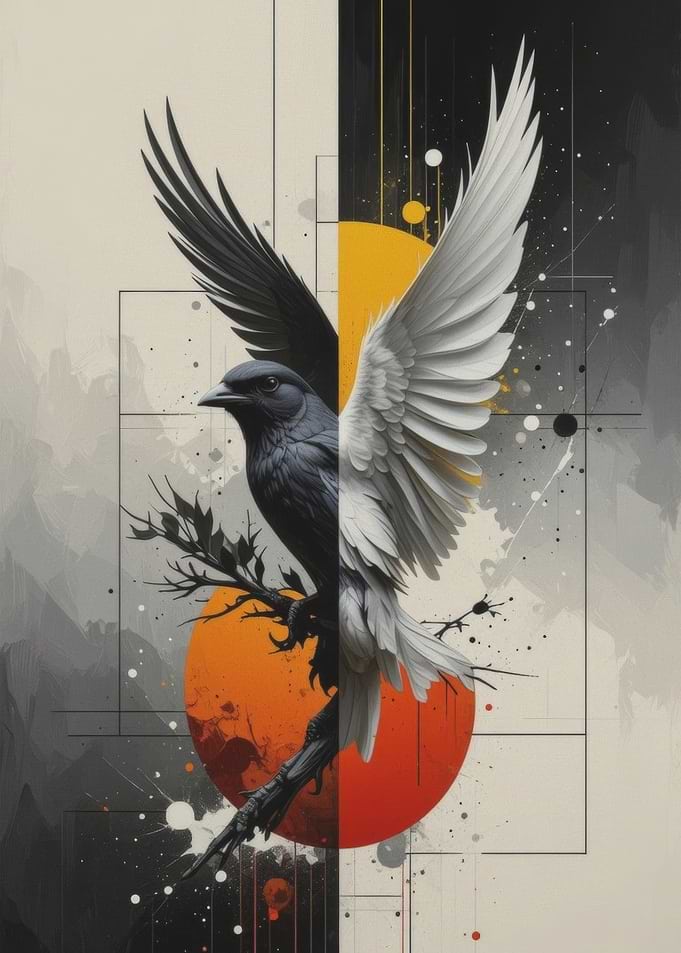 Dual-Toned Bird with Abstract Background