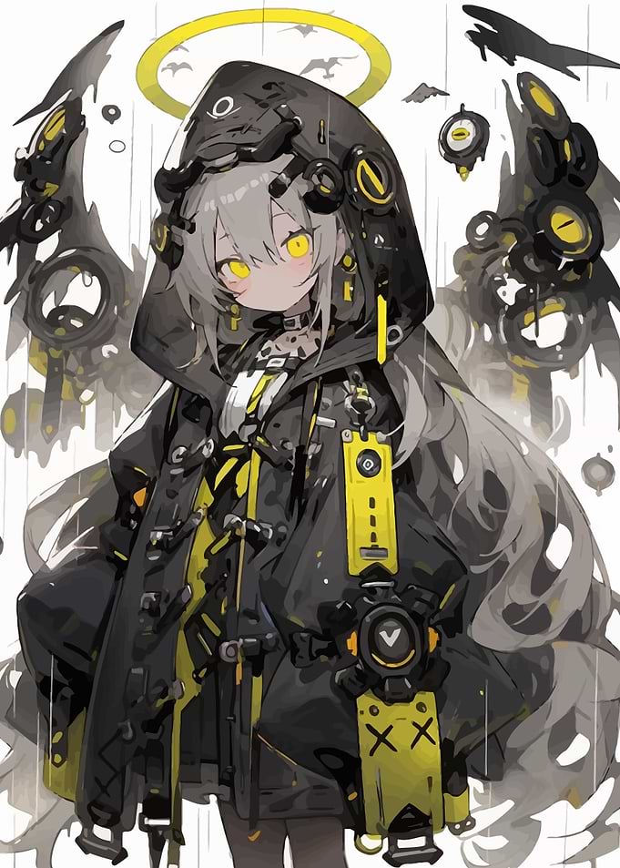 Anime Girl with Halo and Techwear