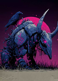 Cyberpunk Bull with Raven