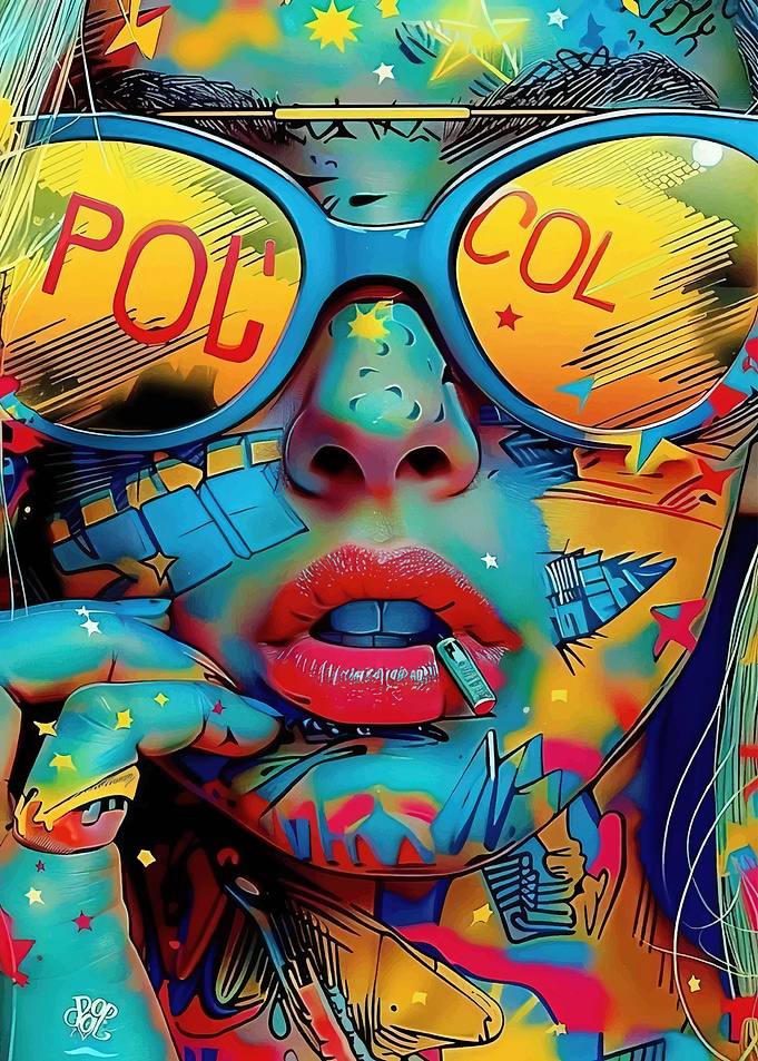 Pop Art Cool Girl with Sunglasses