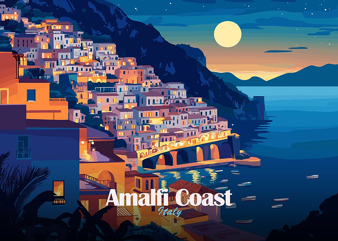 Amalfi Coast Italy at Night