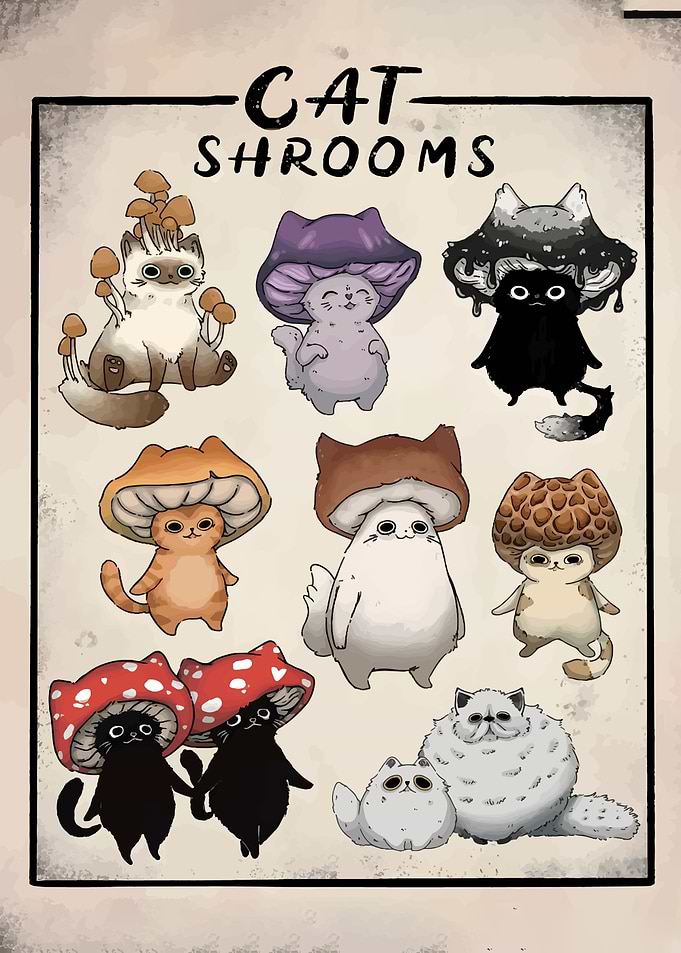 Cat Shrooms Illustration