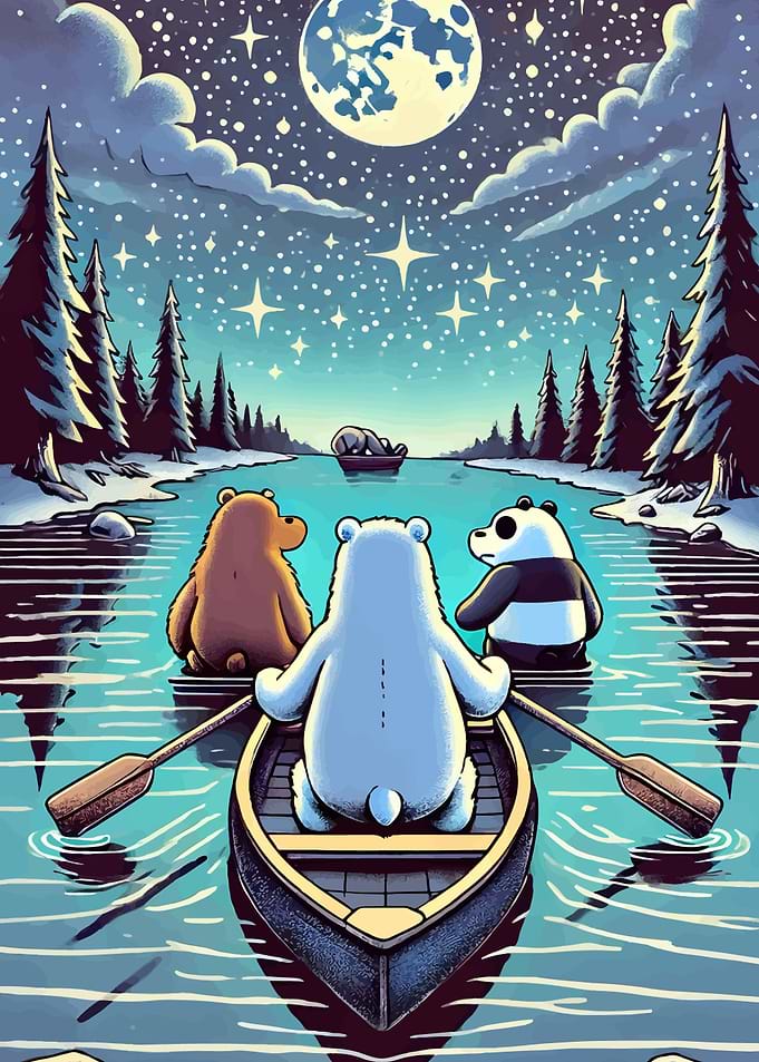 We Bare Bears Nighttime Canoe Trip