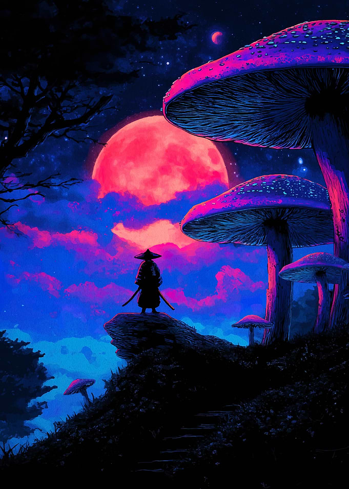 Samurai under a pink moon
