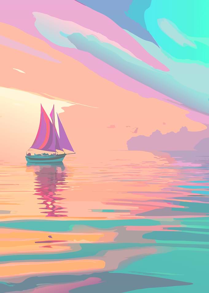 Sailboat at Sunset Abstract