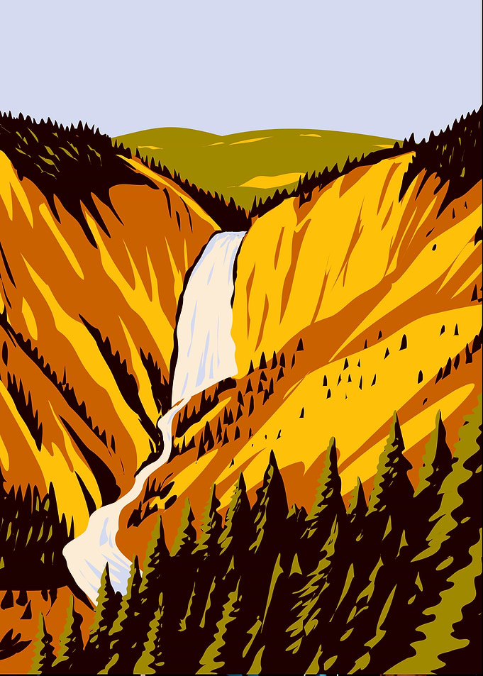 Yellowstone Waterfall Landscape