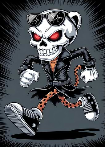 Cartoon Skeleton Cheetah Running