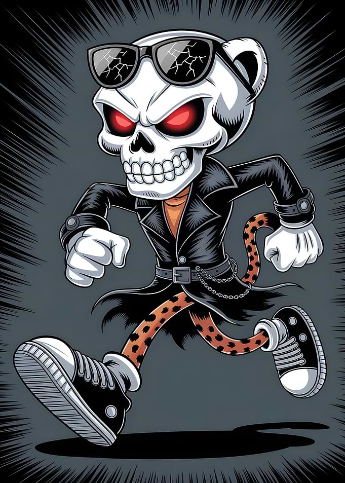 Cartoon Skeleton Cheetah Running