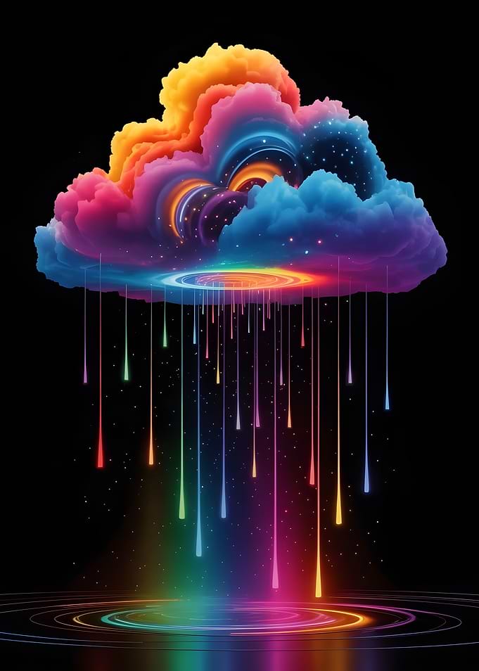 Colorful Cloud with Rainbow Rain