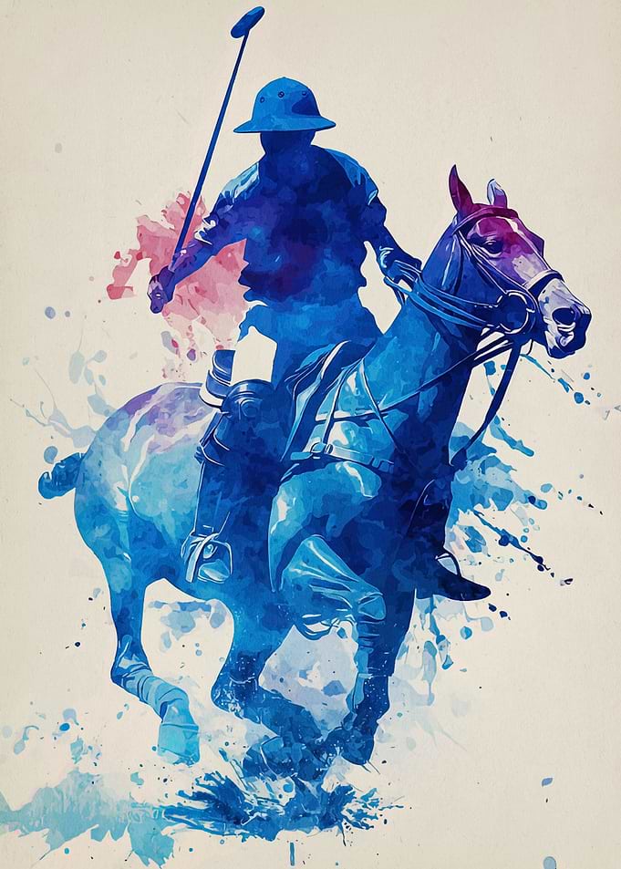 Polo Player Watercolor Art