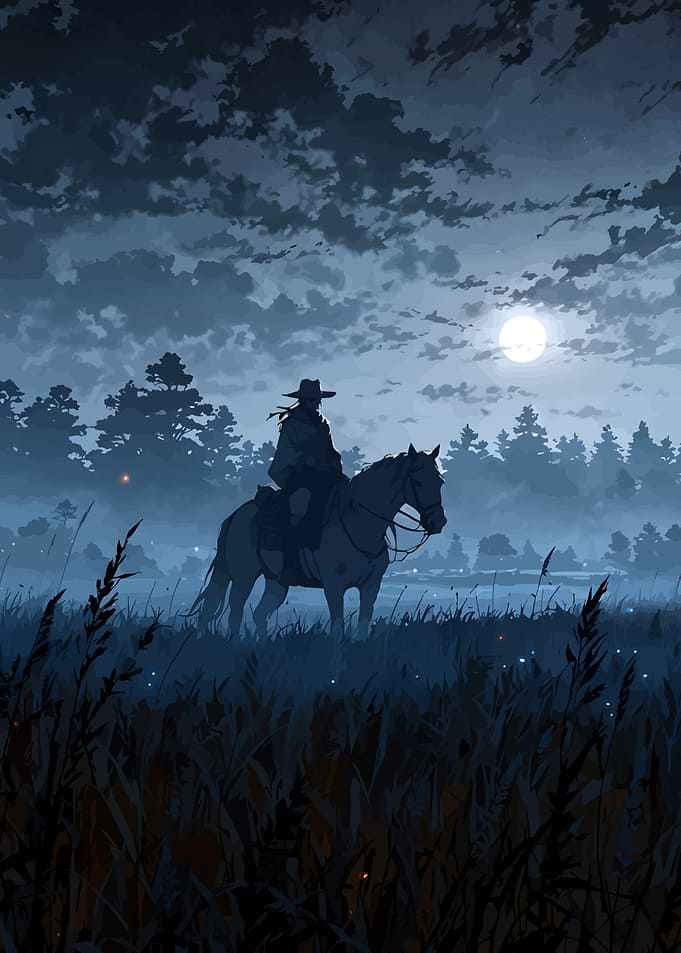 Night Rider on Horseback