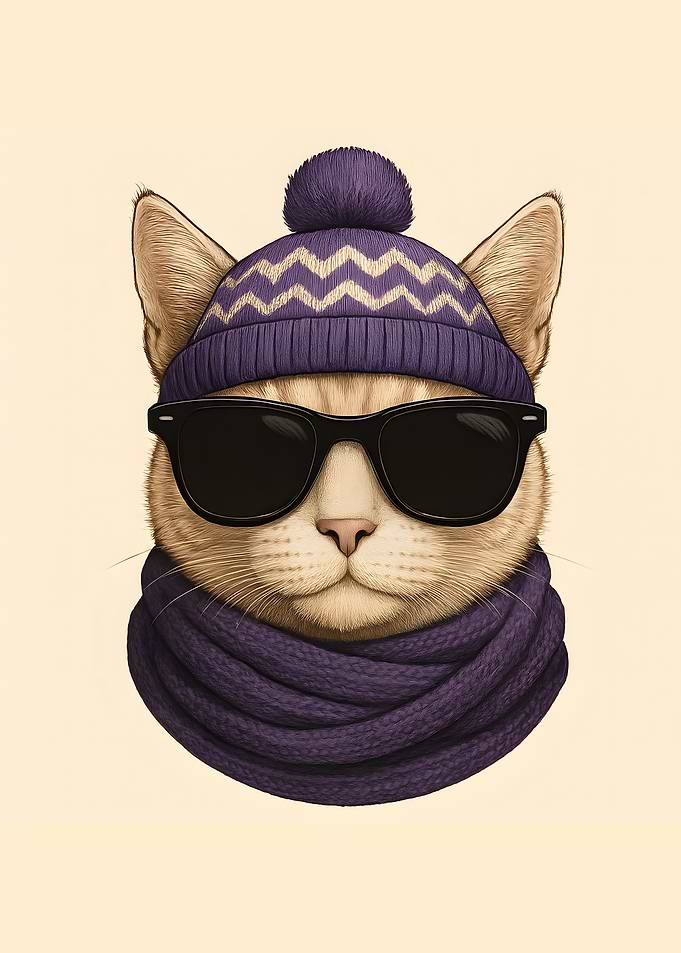 Cool Cat with Hat and Sunglasses