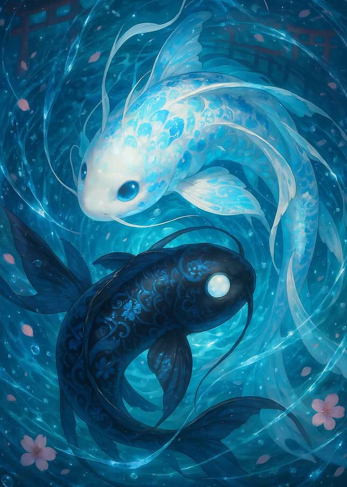 Yin Yang Koi Fish colorful
