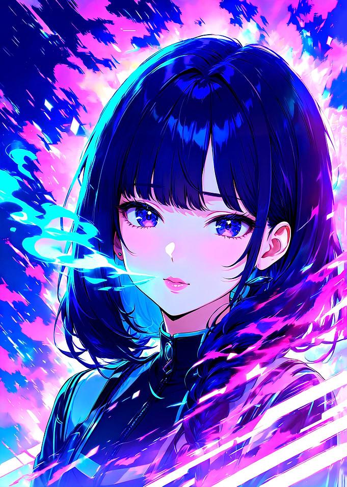 Lumina Anime Girl with Neon Background