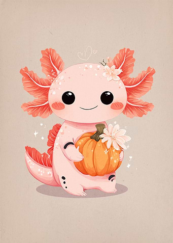 Cute Axolotl Pumpkin