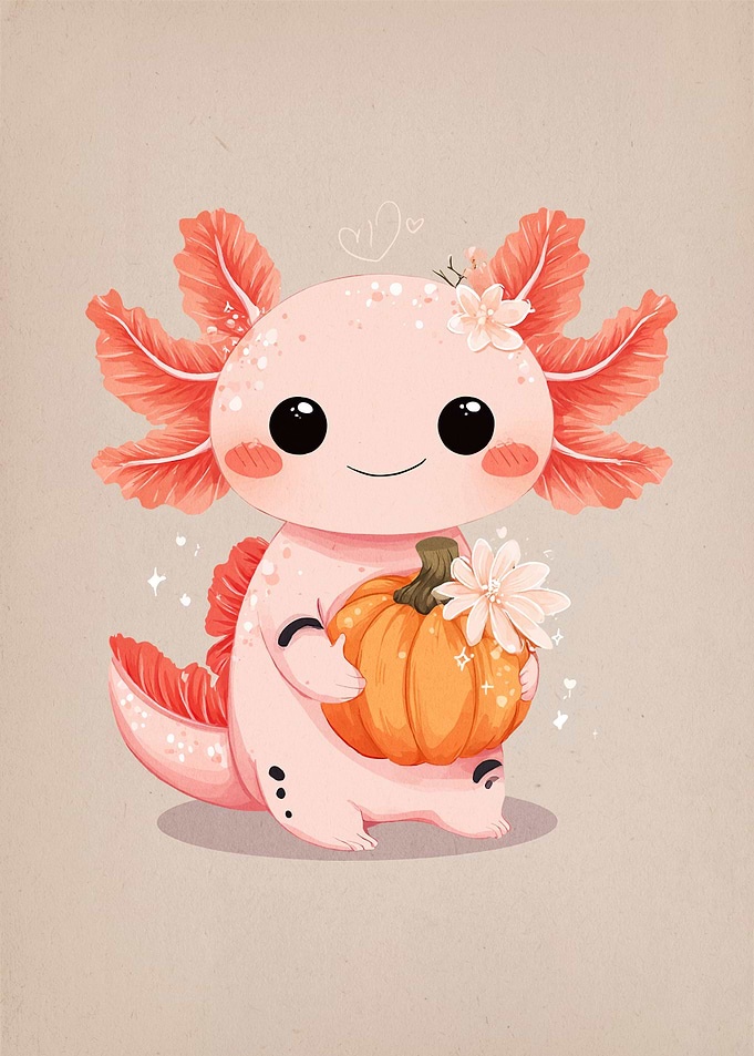 Cute Axolotl Pumpkin