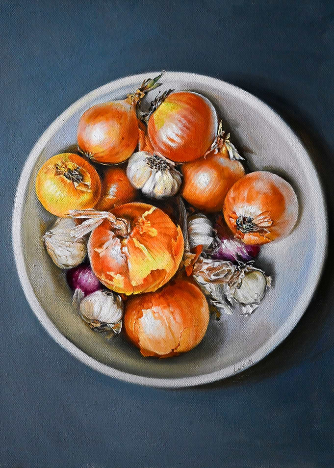 Onions and Garlic Still Life Painting