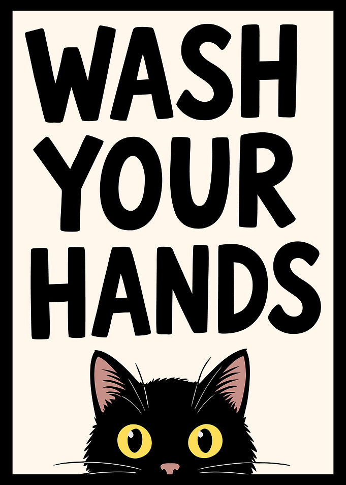 Wash Your Hands Cat Poster