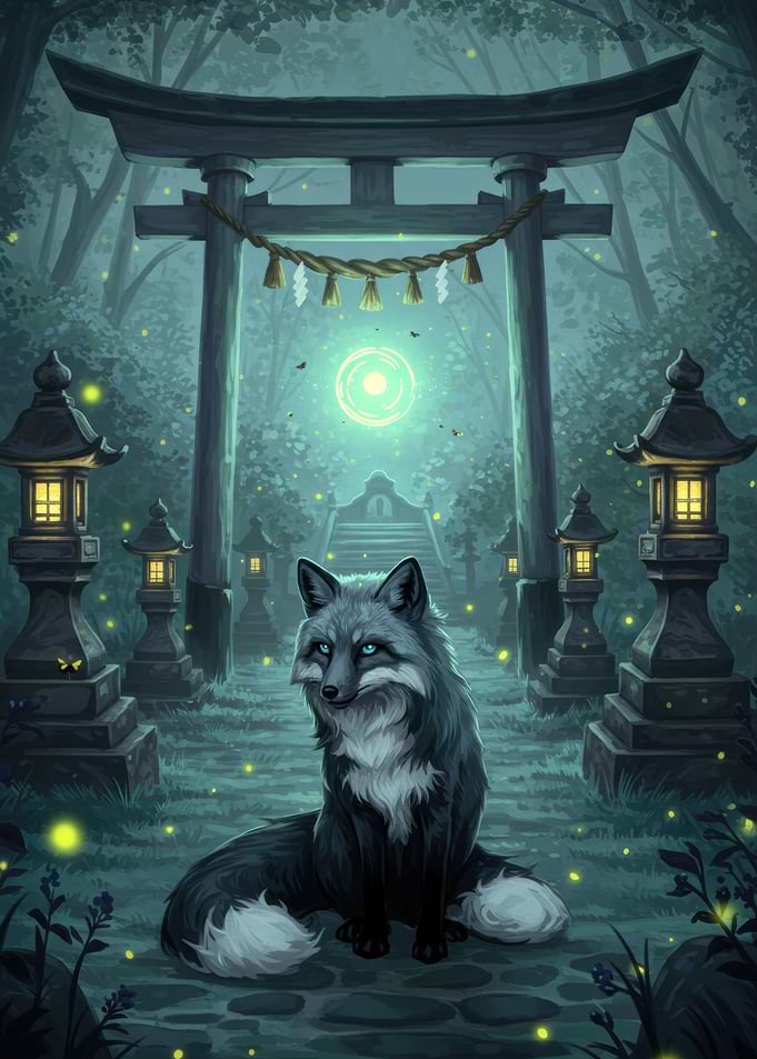 Fox at Japanese Shrine