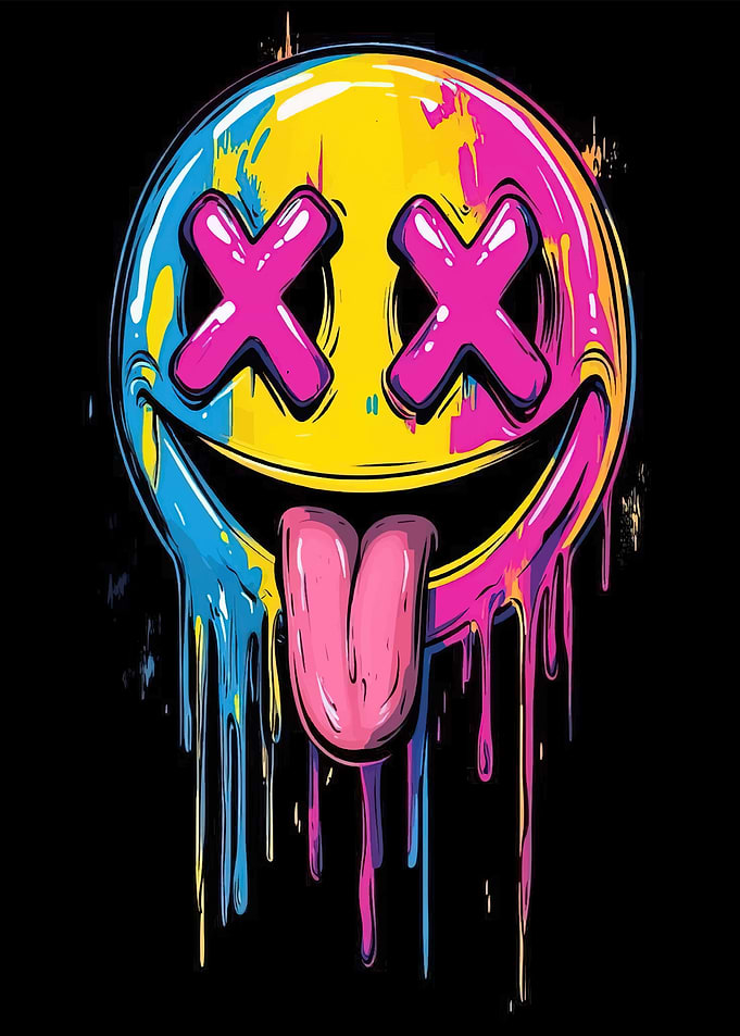 Melting Smiley Face with X Eyes