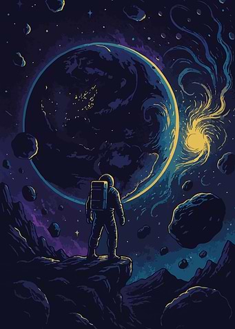 Astronaut Stargazing in Space